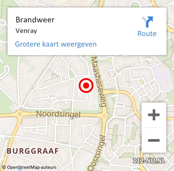 Locatie op kaart van de 112 melding: Brandweer Venray op 26 december 2024 10:44