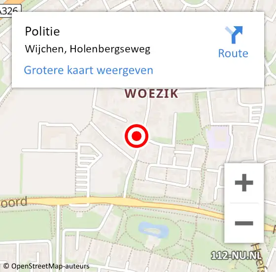 Locatie op kaart van de 112 melding: Politie Wijchen, Holenbergseweg op 26 december 2024 12:13