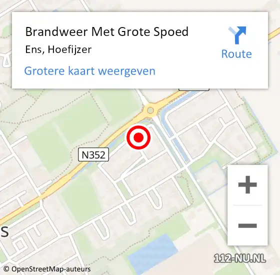 Locatie op kaart van de 112 melding: Brandweer Met Grote Spoed Naar Ens, Hoefijzer op 26 december 2024 12:55