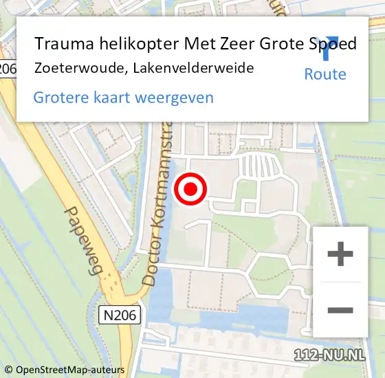 Locatie op kaart van de 112 melding: Trauma helikopter Met Zeer Grote Spoed Naar Zoeterwoude, Lakenvelderweide op 26 december 2024 12:58