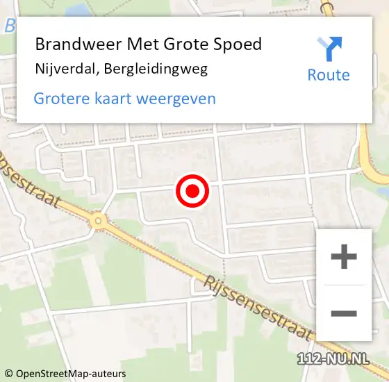 Locatie op kaart van de 112 melding: Brandweer Met Grote Spoed Naar Nijverdal, Bergleidingweg op 26 december 2024 13:46