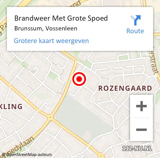 Locatie op kaart van de 112 melding: Brandweer Met Grote Spoed Naar Brunssum, Vossenleen op 26 december 2024 13:47