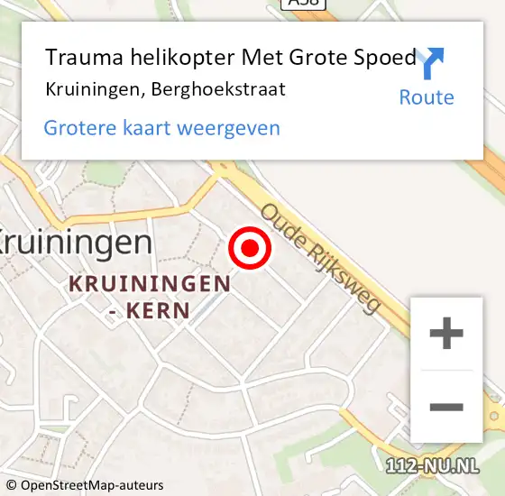 Locatie op kaart van de 112 melding: Trauma helikopter Met Grote Spoed Naar Kruiningen, Berghoekstraat op 26 december 2024 14:03