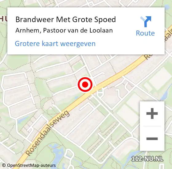 Locatie op kaart van de 112 melding: Brandweer Met Grote Spoed Naar Arnhem, Pastoor van de Loolaan op 26 december 2024 14:37