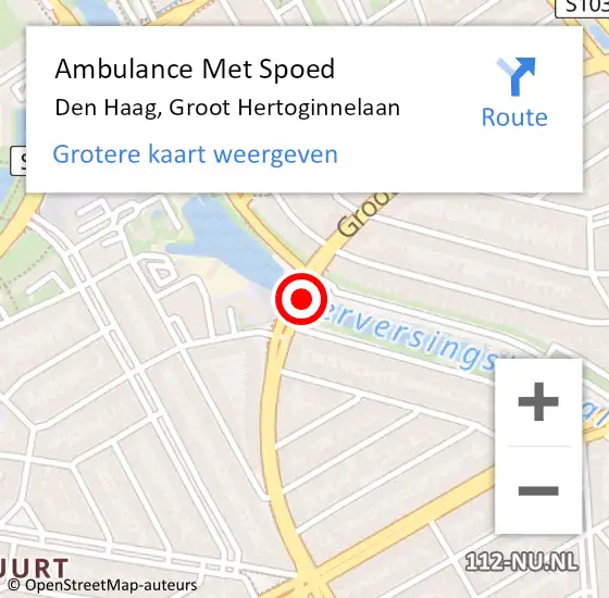 Locatie op kaart van de 112 melding: Ambulance Met Spoed Naar Den Haag, Groot Hertoginnelaan op 26 december 2024 14:39