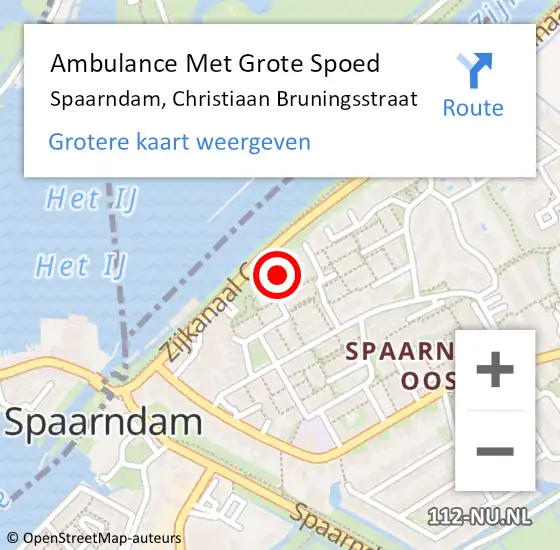 Locatie op kaart van de 112 melding: Ambulance Met Grote Spoed Naar Spaarndam, Christiaan Bruningsstraat op 26 december 2024 14:40