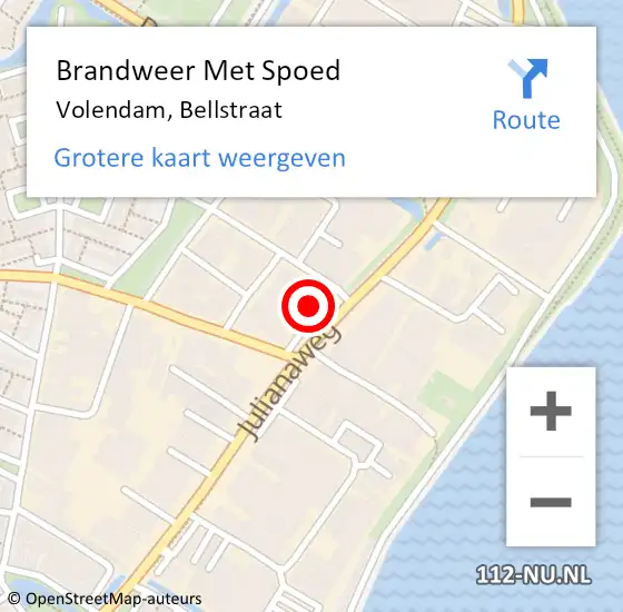 Locatie op kaart van de 112 melding: Brandweer Met Spoed Naar Volendam, Bellstraat op 26 december 2024 14:40