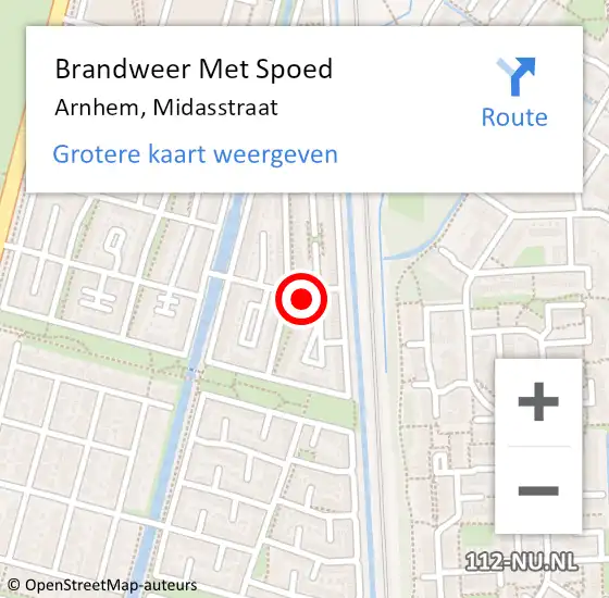 Locatie op kaart van de 112 melding: Brandweer Met Spoed Naar Arnhem, Midasstraat op 26 december 2024 14:45