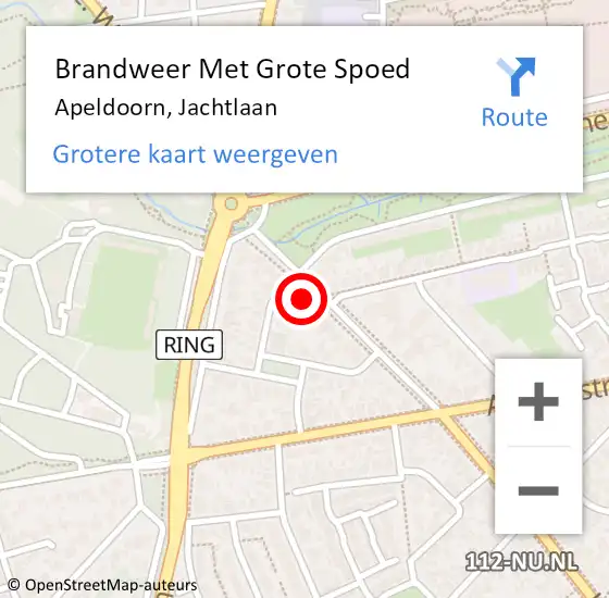 Locatie op kaart van de 112 melding: Brandweer Met Grote Spoed Naar Apeldoorn, Jachtlaan op 26 december 2024 14:55