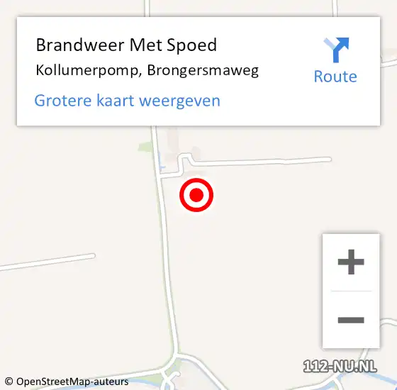 Locatie op kaart van de 112 melding: Brandweer Met Spoed Naar Kollumerpomp, Brongersmaweg op 26 december 2024 15:07