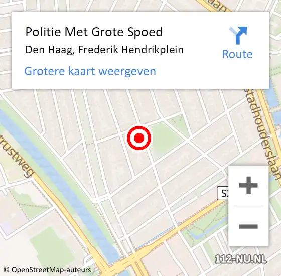 Locatie op kaart van de 112 melding: Politie Met Grote Spoed Naar Den Haag, Frederik Hendrikplein op 26 december 2024 15:12