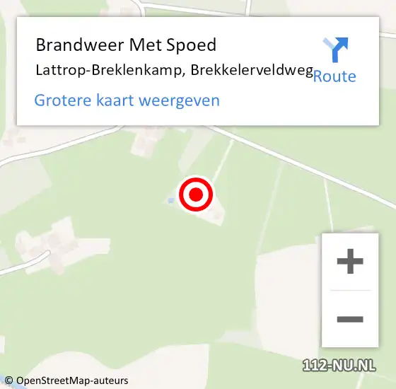 Locatie op kaart van de 112 melding: Brandweer Met Spoed Naar Lattrop-Breklenkamp, Brekkelerveldweg op 26 december 2024 15:26