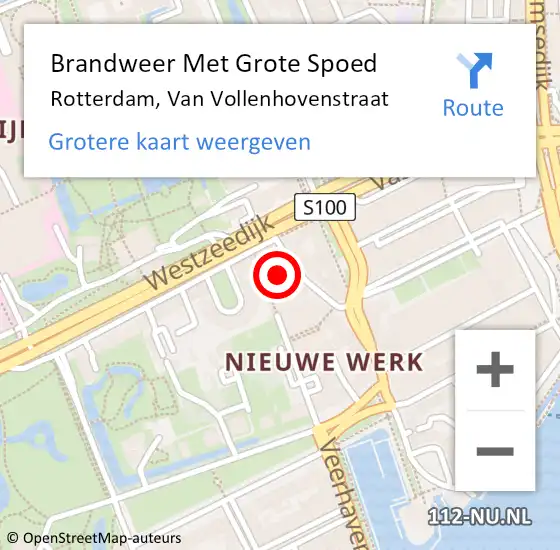 Locatie op kaart van de 112 melding: Brandweer Met Grote Spoed Naar Rotterdam, Van Vollenhovenstraat op 26 december 2024 15:28