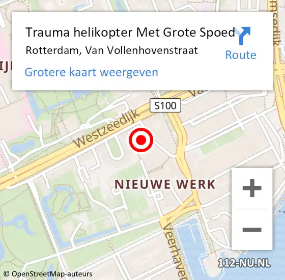 Locatie op kaart van de 112 melding: Trauma helikopter Met Grote Spoed Naar Rotterdam, Van Vollenhovenstraat op 26 december 2024 15:32