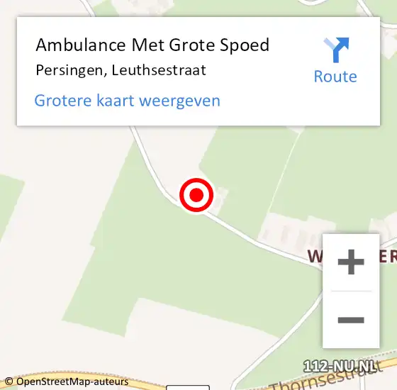 Locatie op kaart van de 112 melding: Ambulance Met Grote Spoed Naar Persingen, Leuthsestraat op 31 oktober 2014 17:05