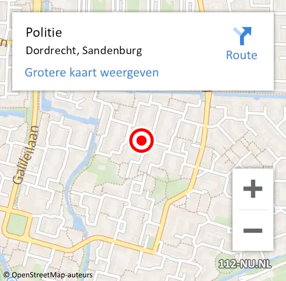 Locatie op kaart van de 112 melding: Politie Dordrecht, Sandenburg op 26 december 2024 16:16