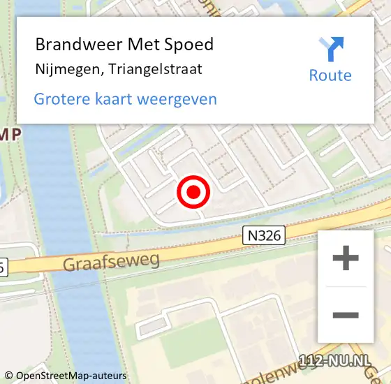 Locatie op kaart van de 112 melding: Brandweer Met Spoed Naar Nijmegen, Triangelstraat op 26 december 2024 16:29