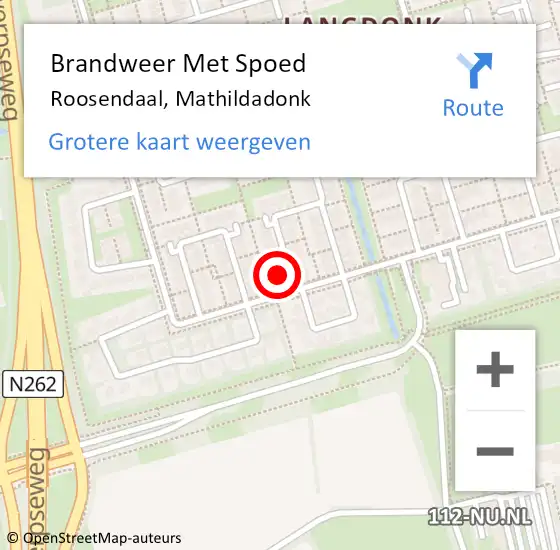 Locatie op kaart van de 112 melding: Brandweer Met Spoed Naar Roosendaal, Mathildadonk op 26 december 2024 16:40