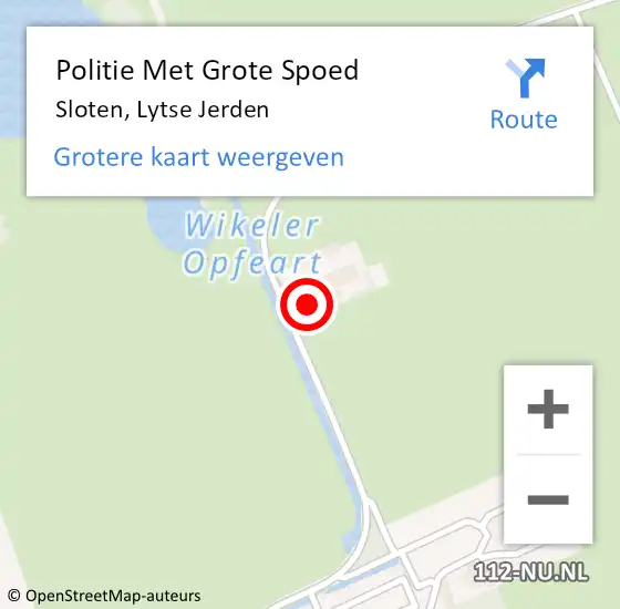 Locatie op kaart van de 112 melding: Politie Met Grote Spoed Naar Sloten, Lytse Jerden op 26 december 2024 16:46