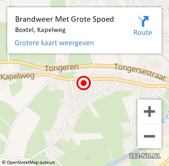 Locatie op kaart van de 112 melding: Brandweer Met Grote Spoed Naar Boxtel, Kapelweg op 26 december 2024 16:51