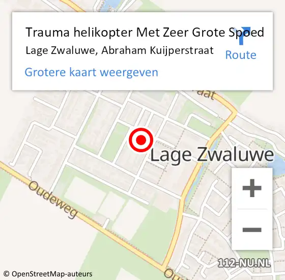 Locatie op kaart van de 112 melding: Trauma helikopter Met Zeer Grote Spoed Naar Lage Zwaluwe, Abraham Kuijperstraat op 26 december 2024 17:52