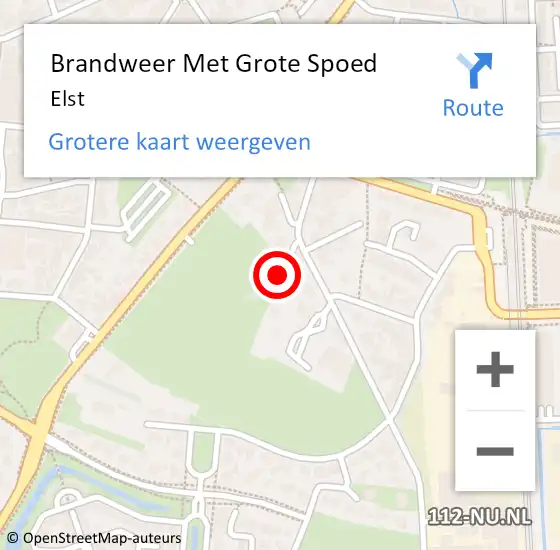 Locatie op kaart van de 112 melding: Brandweer Met Grote Spoed Naar Elst op 26 december 2024 17:57