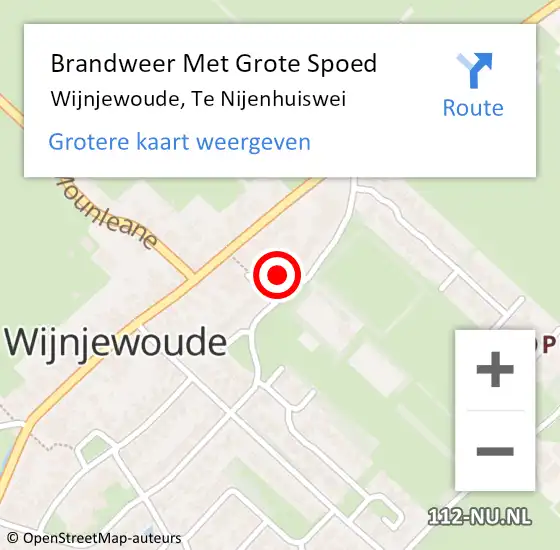 Locatie op kaart van de 112 melding: Brandweer Met Grote Spoed Naar Wijnjewoude, Te Nijenhuiswei op 26 december 2024 17:58