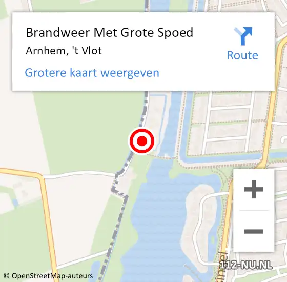 Locatie op kaart van de 112 melding: Brandweer Met Grote Spoed Naar Arnhem, 't Vlot op 26 december 2024 18:00