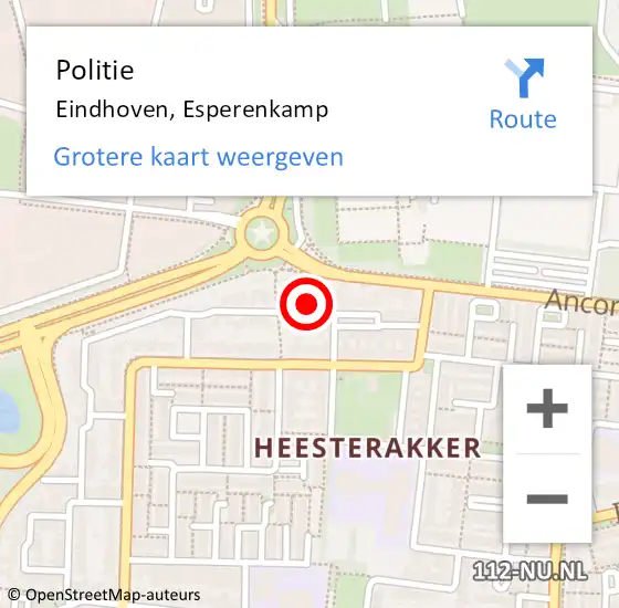 Locatie op kaart van de 112 melding: Politie Eindhoven, Esperenkamp op 26 december 2024 18:03