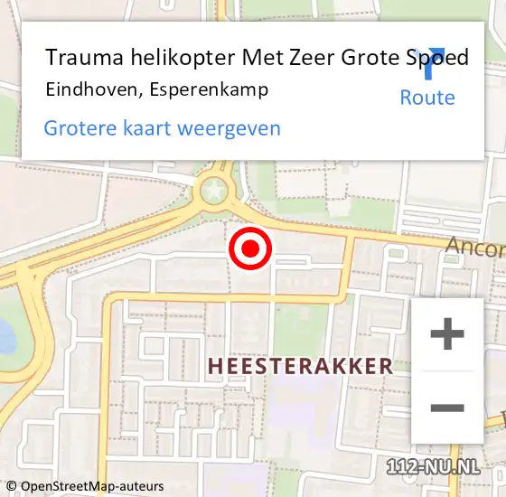 Locatie op kaart van de 112 melding: Trauma helikopter Met Zeer Grote Spoed Naar Eindhoven, Esperenkamp op 26 december 2024 18:05