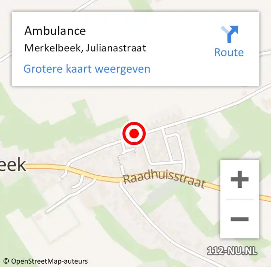Locatie op kaart van de 112 melding: Ambulance Merkelbeek, Julianastraat op 31 oktober 2014 17:13