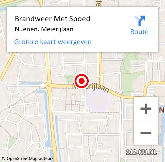 Locatie op kaart van de 112 melding: Brandweer Met Spoed Naar Nuenen, Meierijlaan op 26 december 2024 18:18