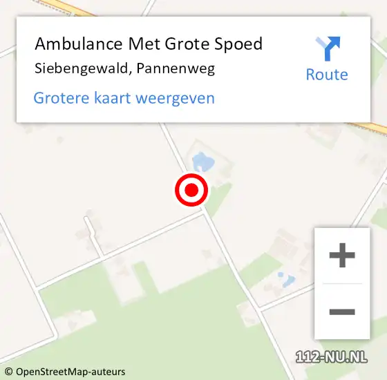 Locatie op kaart van de 112 melding: Ambulance Met Grote Spoed Naar Siebengewald, Pannenweg op 19 oktober 2013 13:12