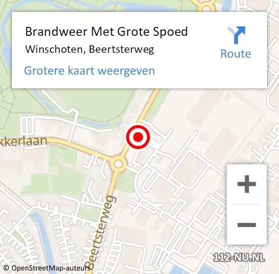 Locatie op kaart van de 112 melding: Brandweer Met Grote Spoed Naar Winschoten, Beertsterweg op 26 december 2024 18:27