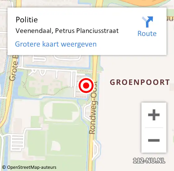 Locatie op kaart van de 112 melding: Politie Veenendaal, Petrus Planciusstraat op 26 december 2024 18:28