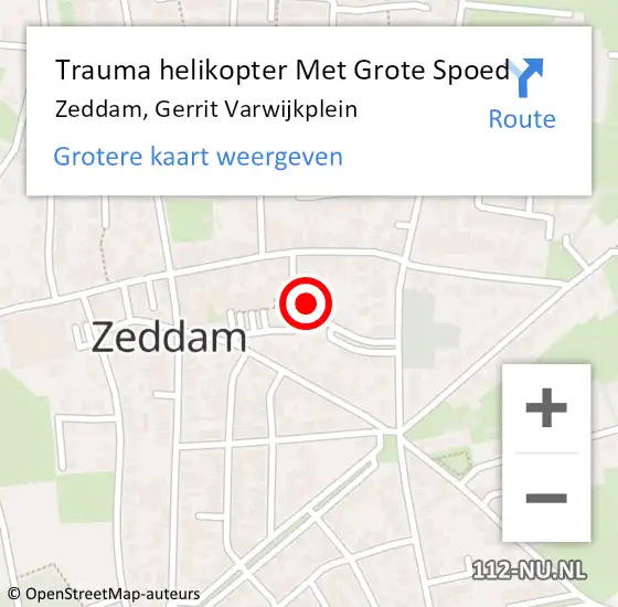 Locatie op kaart van de 112 melding: Trauma helikopter Met Grote Spoed Naar Zeddam, Gerrit Varwijkplein op 26 december 2024 19:03