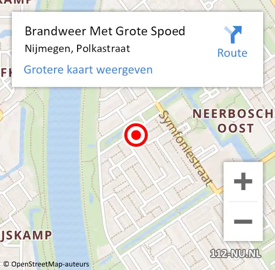 Locatie op kaart van de 112 melding: Brandweer Met Grote Spoed Naar Nijmegen, Polkastraat op 26 december 2024 19:19