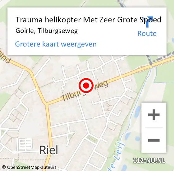 Locatie op kaart van de 112 melding: Trauma helikopter Met Zeer Grote Spoed Naar Goirle, Tilburgseweg op 26 december 2024 19:33