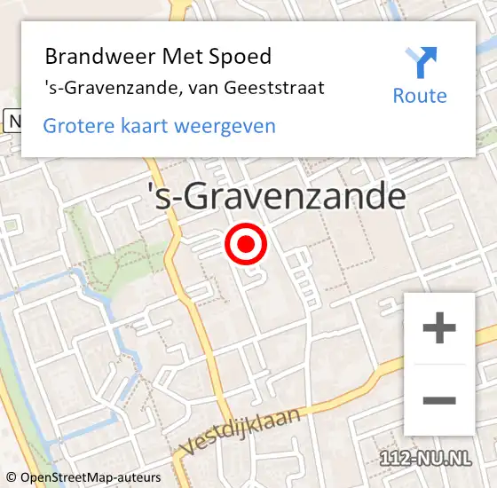 Locatie op kaart van de 112 melding: Brandweer Met Spoed Naar 's-Gravenzande, van Geeststraat op 26 december 2024 19:46