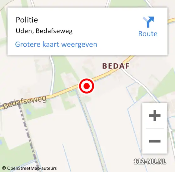 Locatie op kaart van de 112 melding: Politie Uden, Bedafseweg op 26 december 2024 20:25