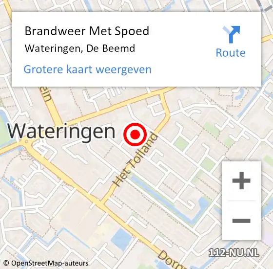 Locatie op kaart van de 112 melding: Brandweer Met Spoed Naar Wateringen, De Beemd op 26 december 2024 20:54