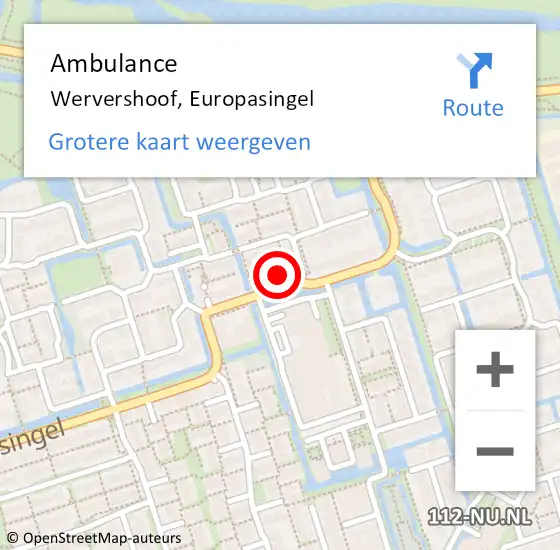 Locatie op kaart van de 112 melding: Ambulance Wervershoof, Europasingel op 26 december 2024 20:55