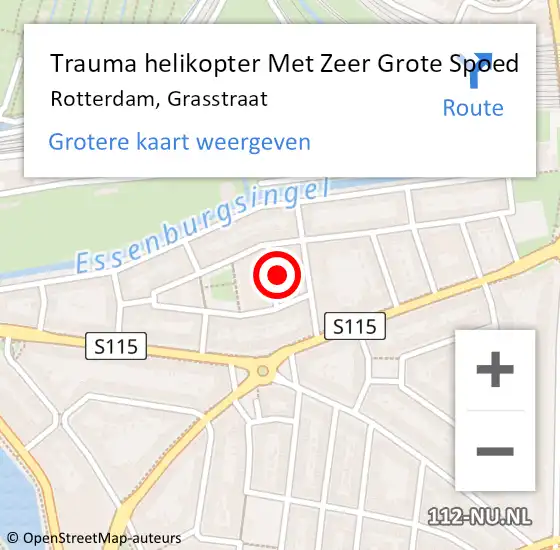 Locatie op kaart van de 112 melding: Trauma helikopter Met Zeer Grote Spoed Naar Rotterdam, Grasstraat op 26 december 2024 21:04