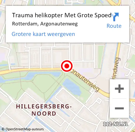 Locatie op kaart van de 112 melding: Trauma helikopter Met Grote Spoed Naar Rotterdam, Argonautenweg op 26 december 2024 21:52