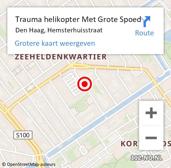 Locatie op kaart van de 112 melding: Trauma helikopter Met Grote Spoed Naar Den Haag, Hemsterhuisstraat op 26 december 2024 22:01