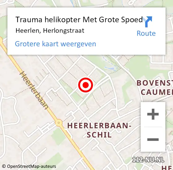 Locatie op kaart van de 112 melding: Trauma helikopter Met Grote Spoed Naar Heerlen, Herlongstraat op 26 december 2024 22:21