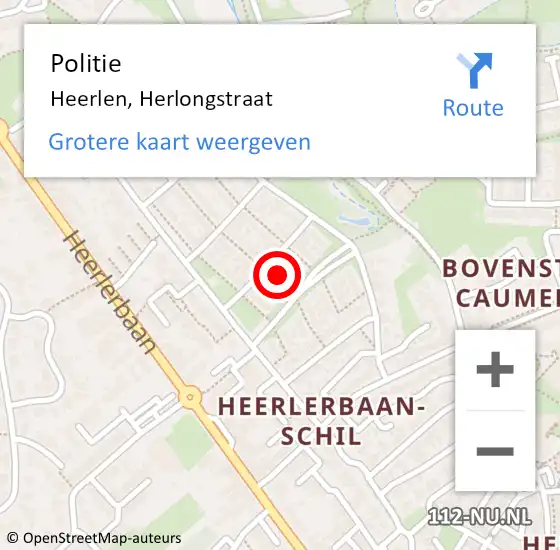 Locatie op kaart van de 112 melding: Politie Heerlen, Herlongstraat op 26 december 2024 22:23