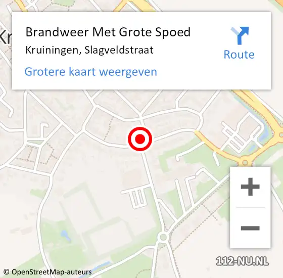 Locatie op kaart van de 112 melding: Brandweer Met Grote Spoed Naar Kruiningen, Slagveldstraat op 26 december 2024 22:35