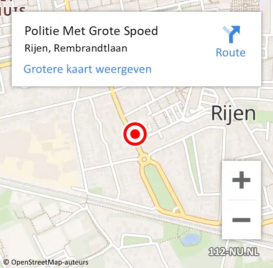 Locatie op kaart van de 112 melding: Politie Met Grote Spoed Naar Rijen, Rembrandtlaan op 26 december 2024 22:37