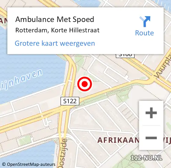 Locatie op kaart van de 112 melding: Ambulance Met Spoed Naar Rotterdam, Korte Hillestraat op 26 december 2024 22:42